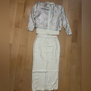 St. John Evening by Marie Gray Sequin Jacket, Top, Skirt & Bow